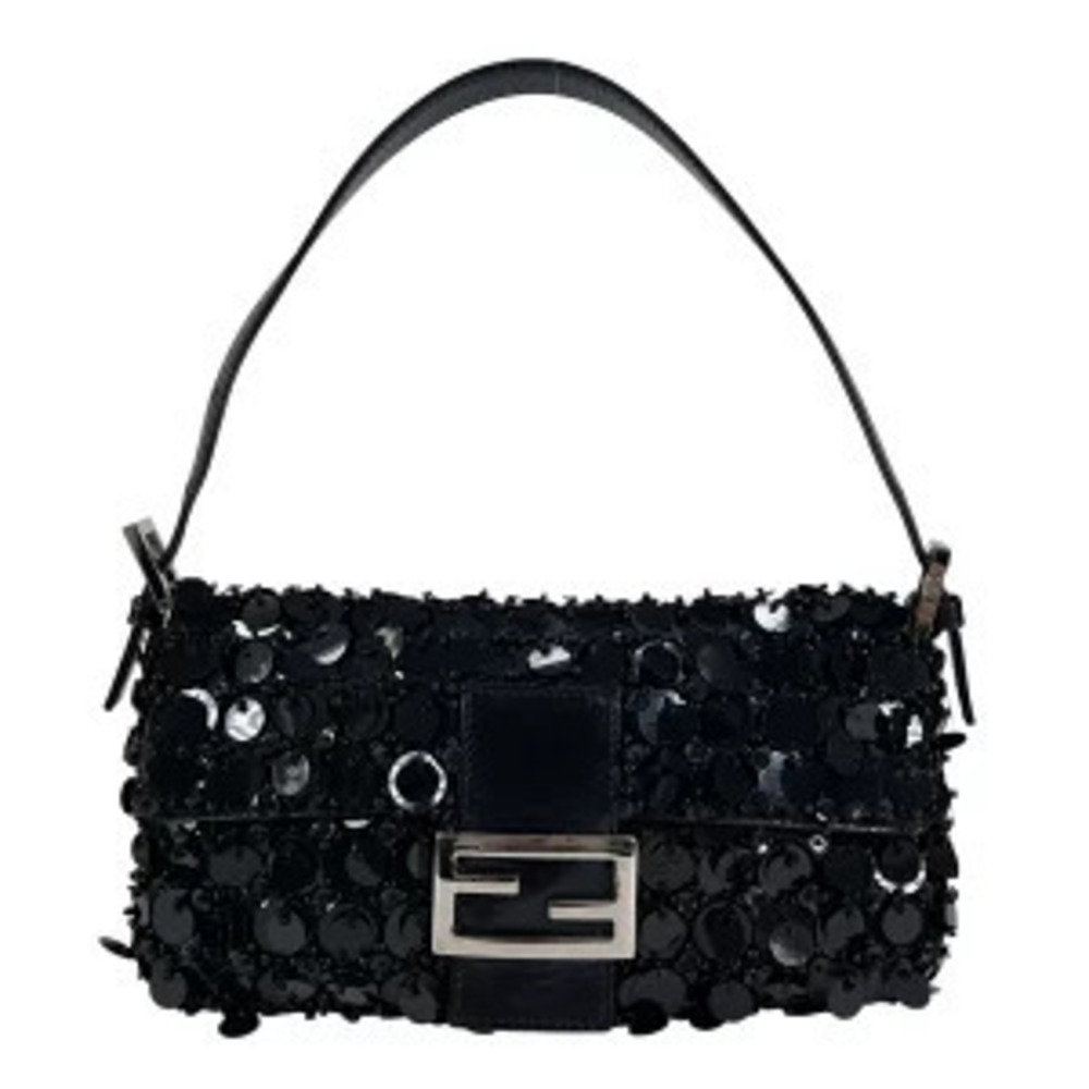 Fendi Mamma Bucket Handbag Sequined Black